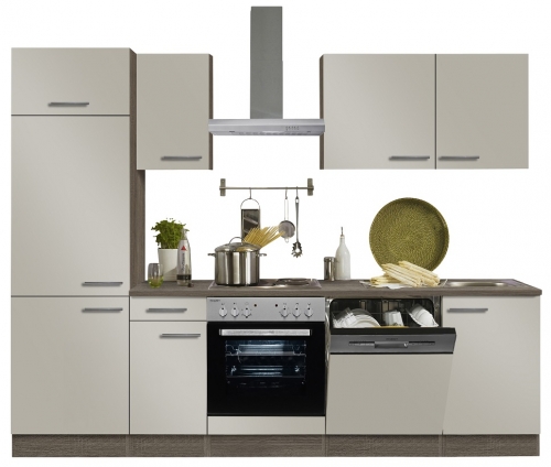 Optifit Küchenzeile mit E-Geräte »Arta«, Breite 270 cm, beige Seidenglanz