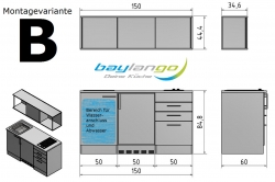 OPTIFIT Singleküche »Mini« mit E-Geräte, Breite 150 cm Blau »Vigo«