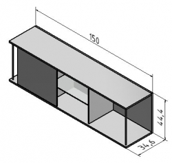 OPTIFIT Oberschrankregal offen mit 50er Schiebeelement, Opal matt, Breite 150 cm